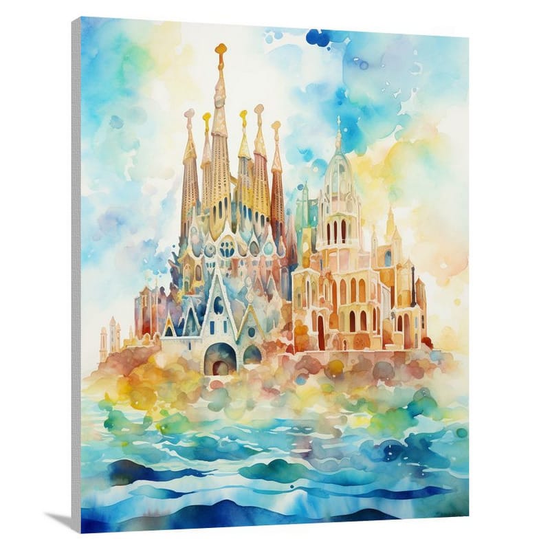 Barcelona Dreamscape - Watercolor - Canvas Print