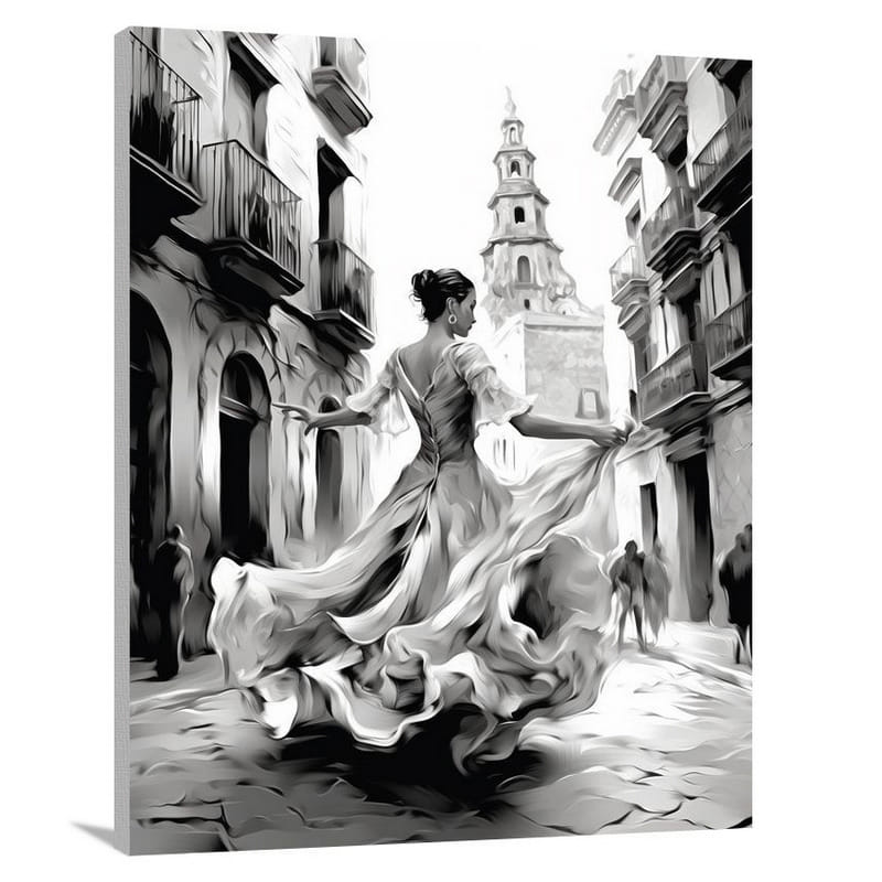 Barcelona's Rhythm - Black And White - Canvas Print