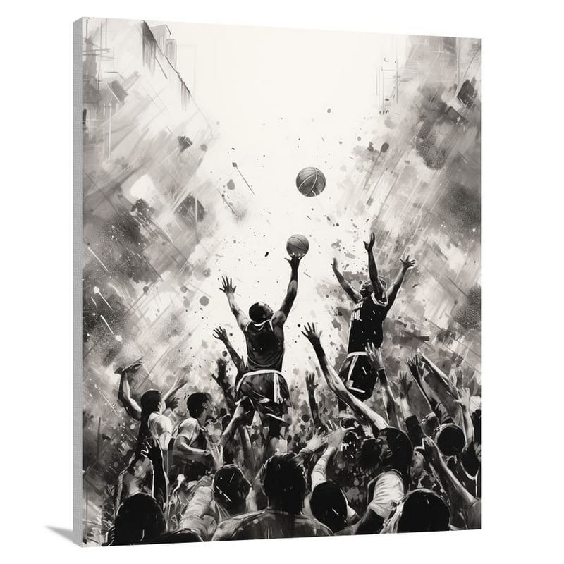 Basketball Symphony - Black And White - Canvas Print
