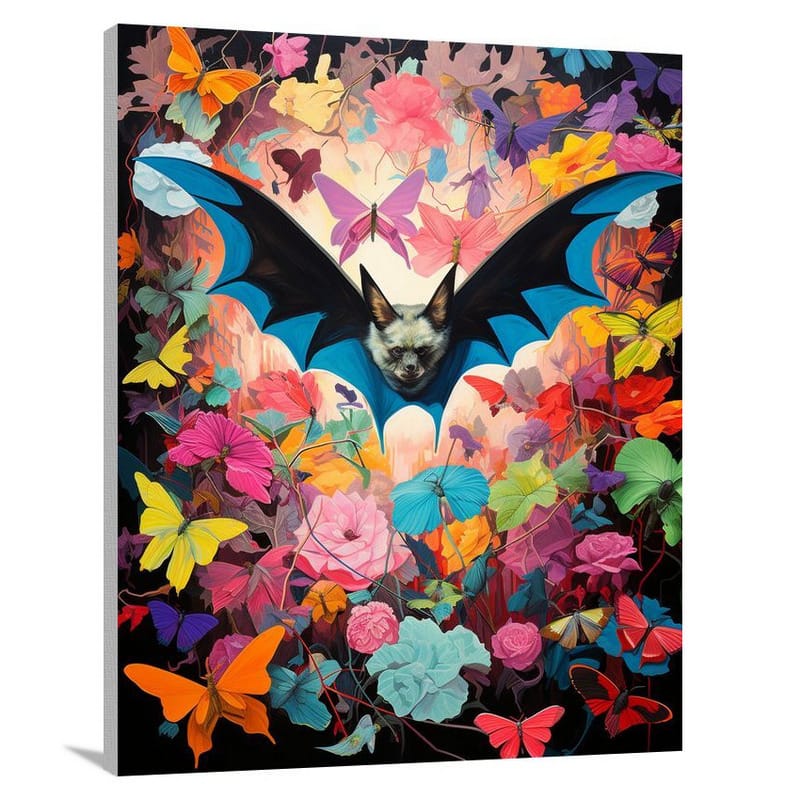 Bat's Floral Symphony - Canvas Print