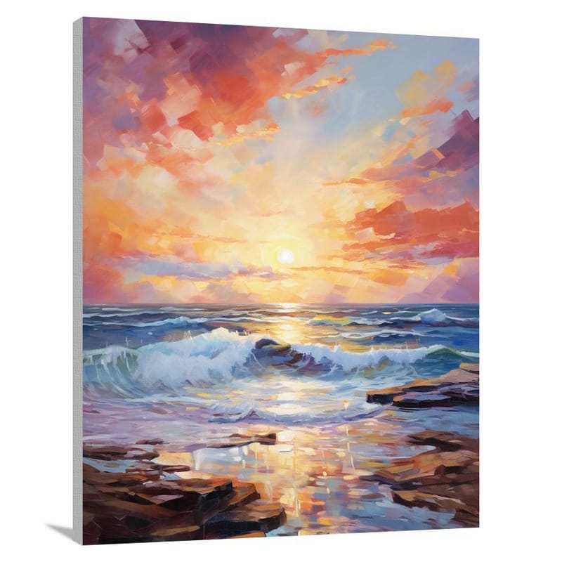 Beach's Fiery Embrace - Canvas Print
