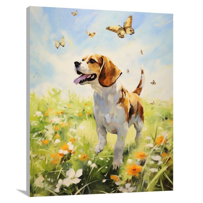 Beagle's Butterfly Ballet - Canvas Print