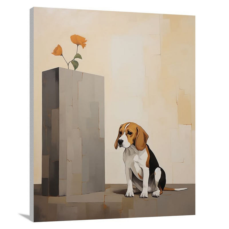 Beagle's Serene Garden - Canvas Print