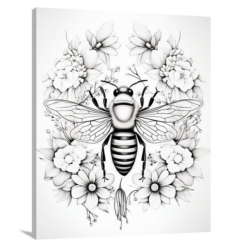 Bee's Dance - Black And White - Canvas Print