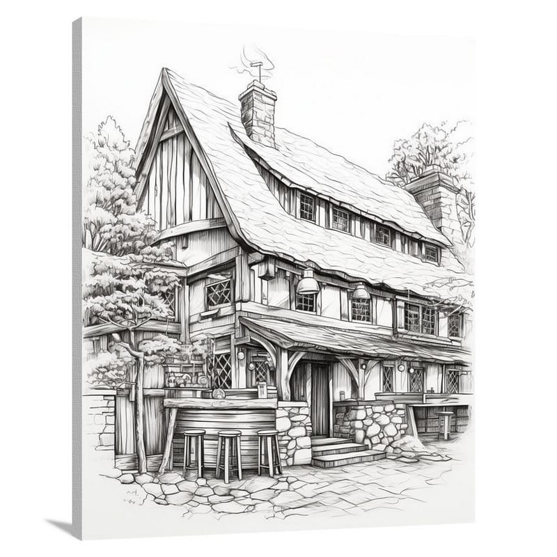 Beer Haven - Black And White - Canvas Print