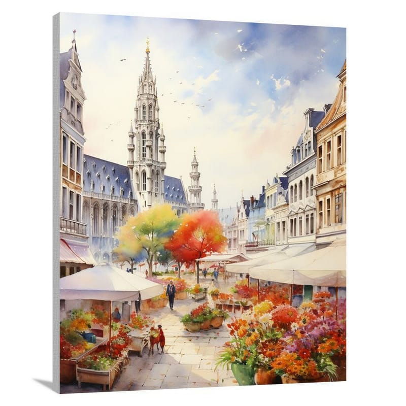 Belgium's Blooming Essence - Watercolor - Canvas Print