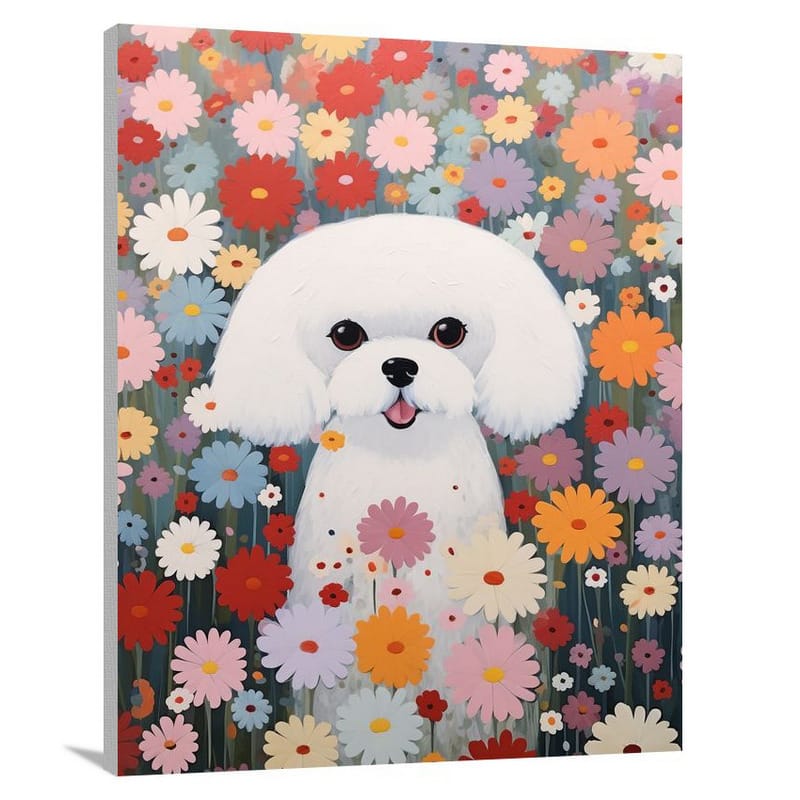 Bichon Frise in Blooming Bliss - Canvas Print