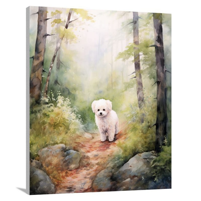 Bichon Frise's Forest Adventure - Canvas Print
