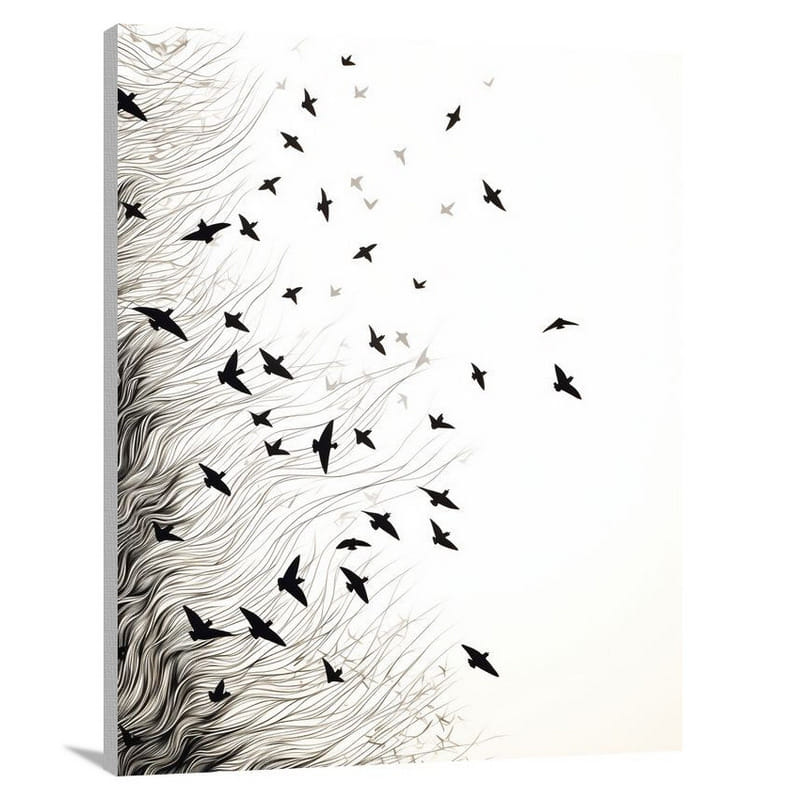 Birds in Harmony - Black And White - Canvas Print