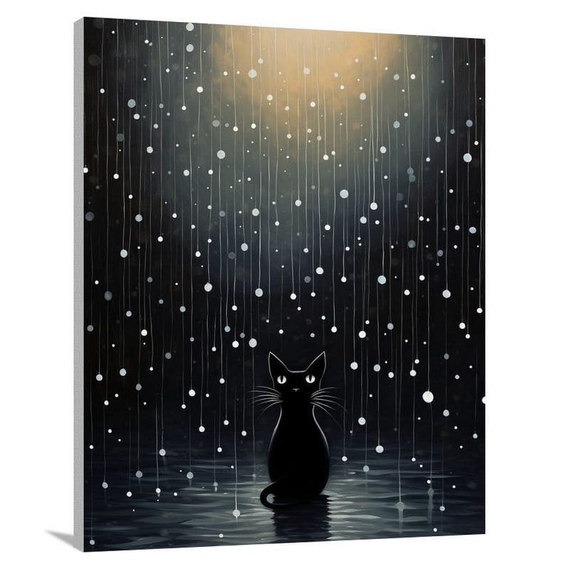 Black Cat's Starry Dance - Canvas Print