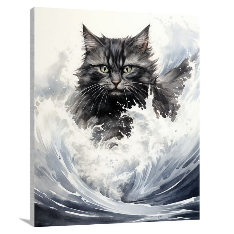 Black Cat's Voyage - Watercolor - Canvas Print
