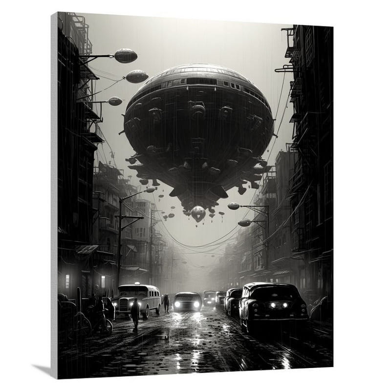 Blimp in the Urban Storm - Canvas Print