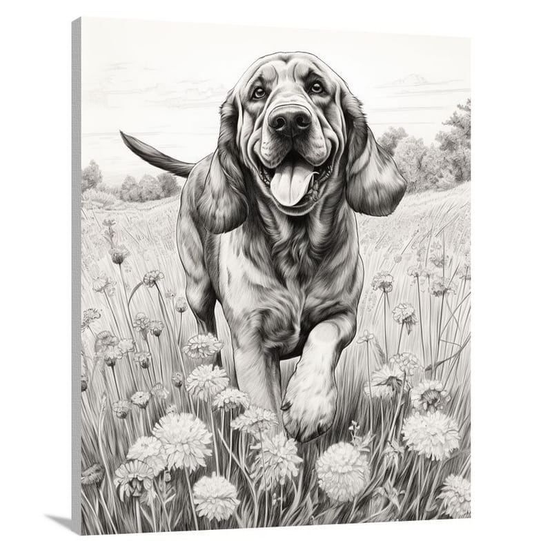 Bloodhound's Floral Symphony - Canvas Print