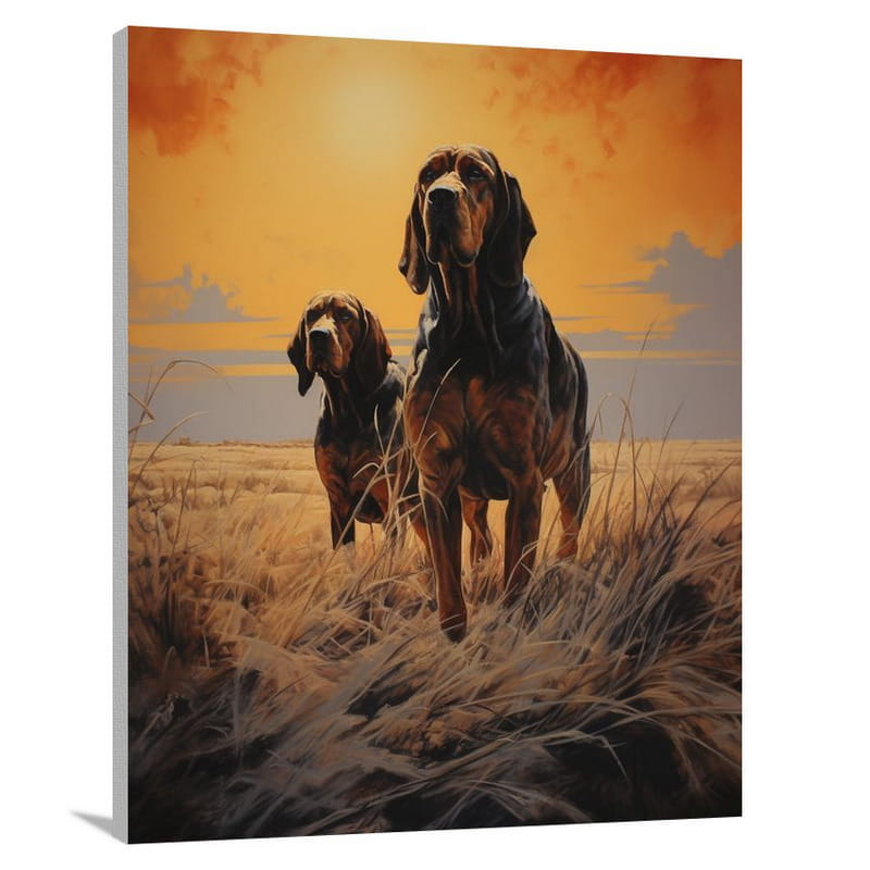 Bloodhound's Moonlit Chase - Canvas Print