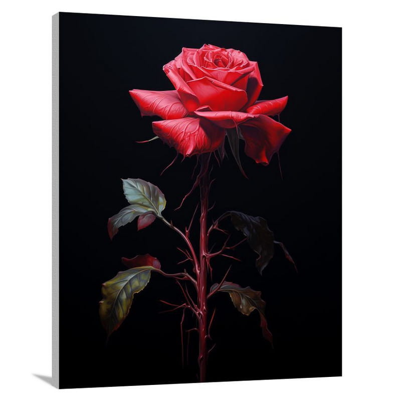 Blossom's Crimson Contrast - Canvas Print