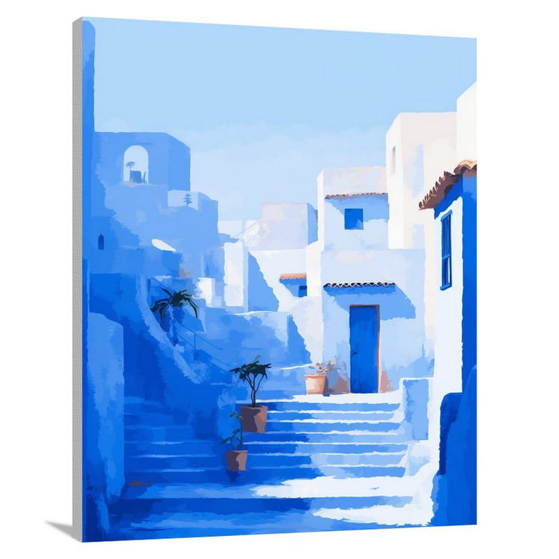 Blue Tranquility: Morocco's Enchanting City - Canvas Print