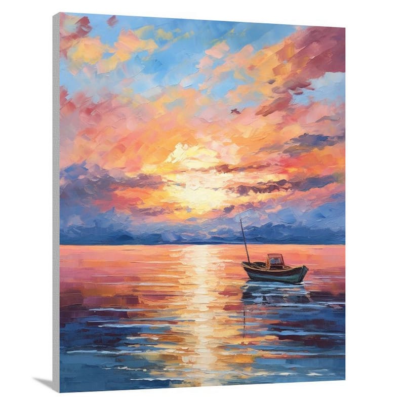 Boat's Serene Voyage - Impressionist - Canvas Print