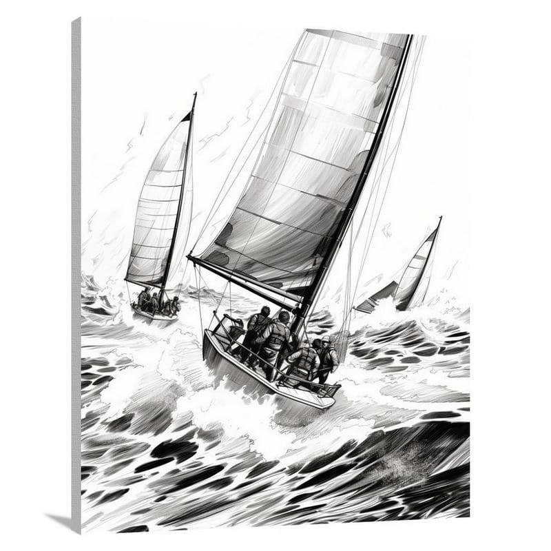Boating & Sailing: Adrenaline Surge - Black And White - Canvas Print