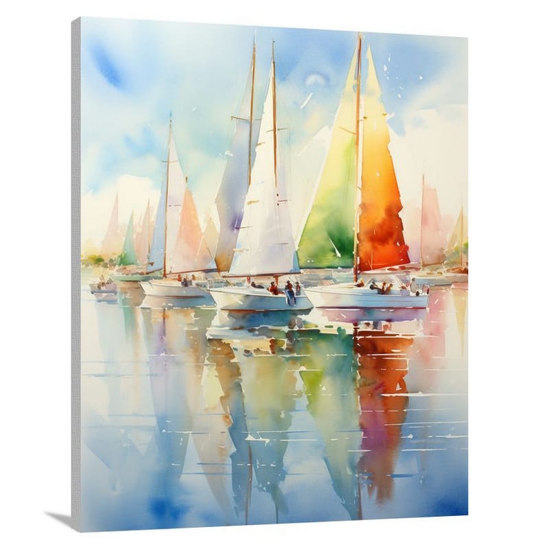 Boating & Sailing: Serene Reflections - Watercolor - Canvas Print