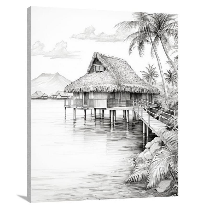 Bora Bora Bliss - Black And White - Canvas Print