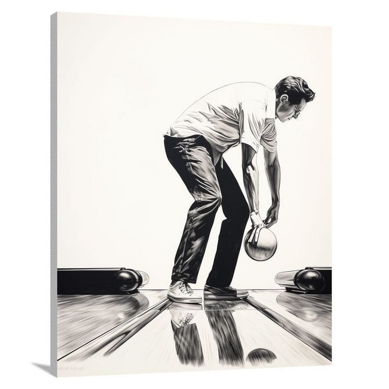 Bowling Bliss - Black And White - Canvas Print