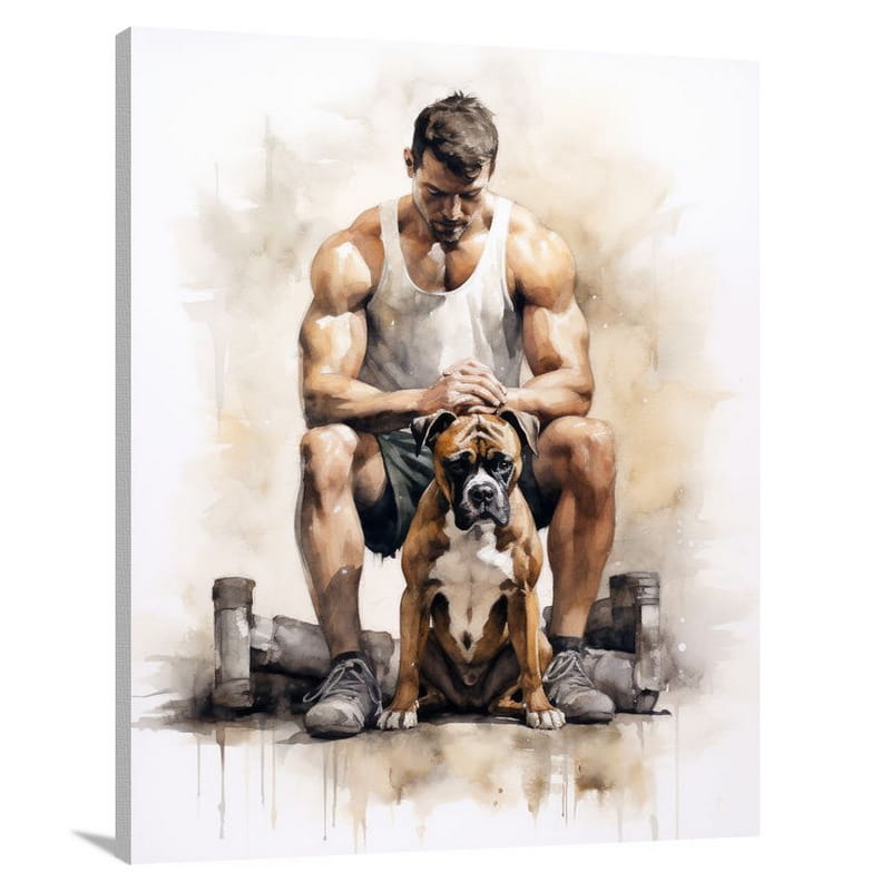 Boxer's Best Friends - Watercolor - Canvas Print