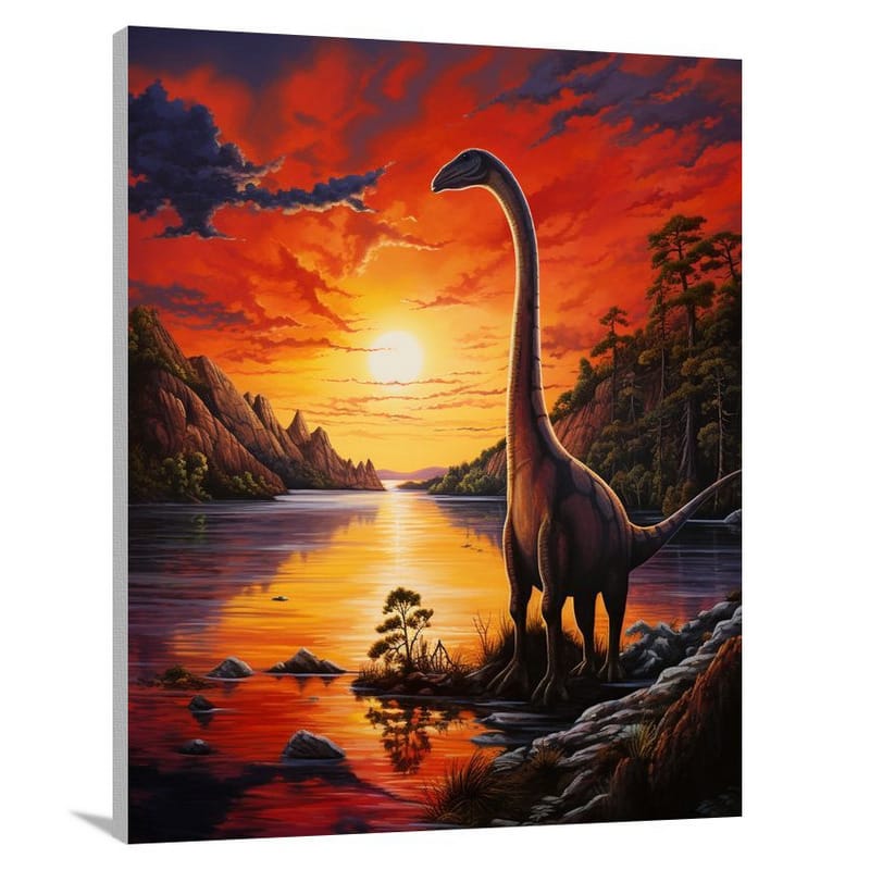 Brachiosaurus at Sunset. - Canvas Print