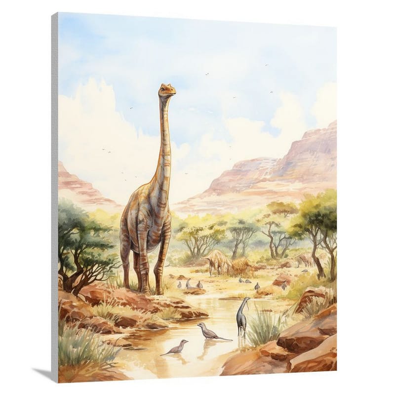 Brachiosaurus in Oasis - Canvas Print
