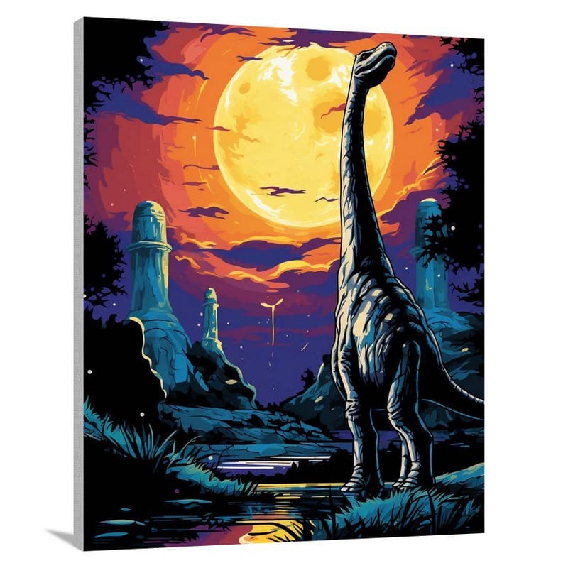 Brachiosaurus: Moonlit Wonder - Canvas Print