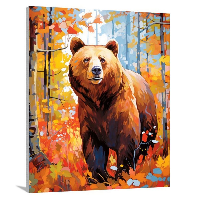 Brown Bear's Autumn Frolic - Canvas Print