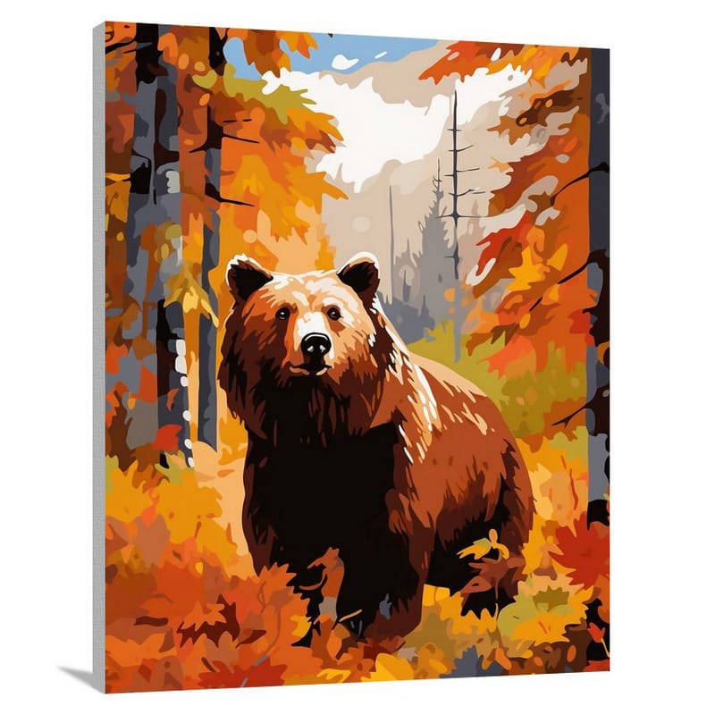 Brown Bear's Autumn Frolic - Pop Art - Canvas Print