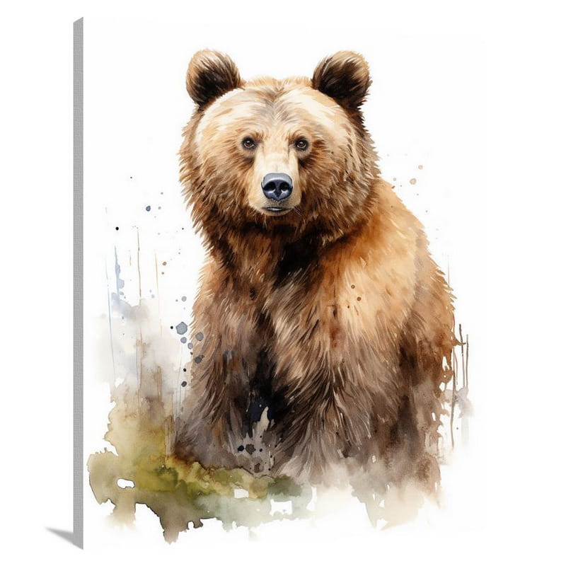 Brown Bear's Gaze - Watercolor - Canvas Print