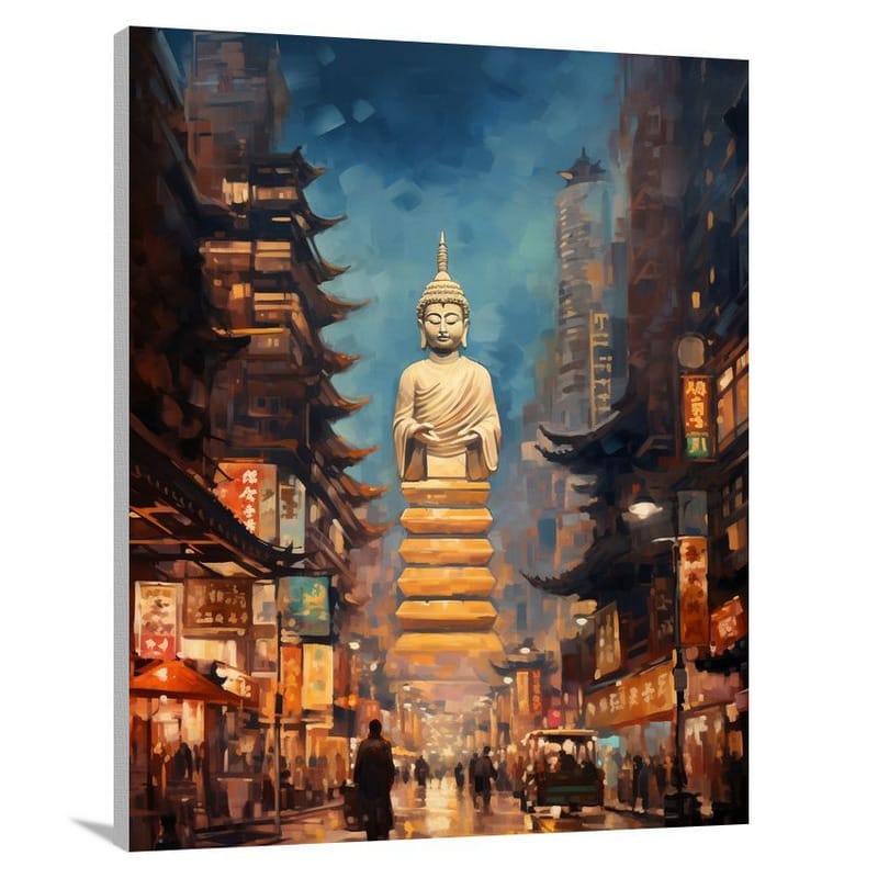 Buddha in the Urban Serenity - Canvas Print