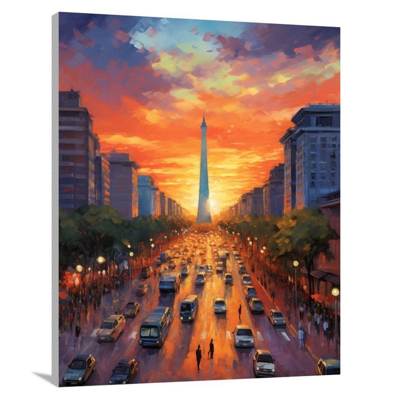 Buenos Aires Sunset: Fiery Hues - Canvas Print