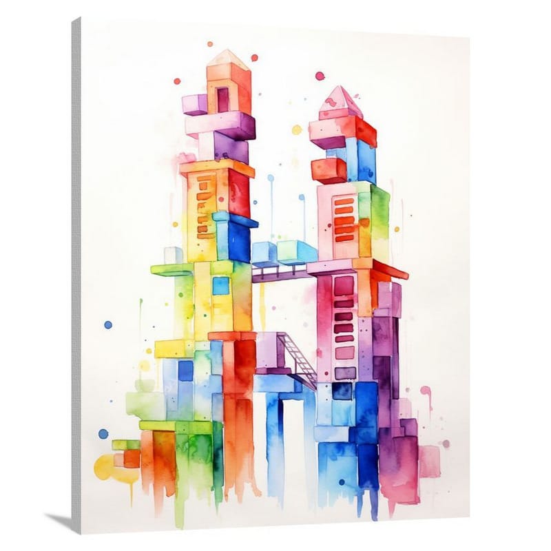 Building Block Dreams - Watercolor - Canvas Print