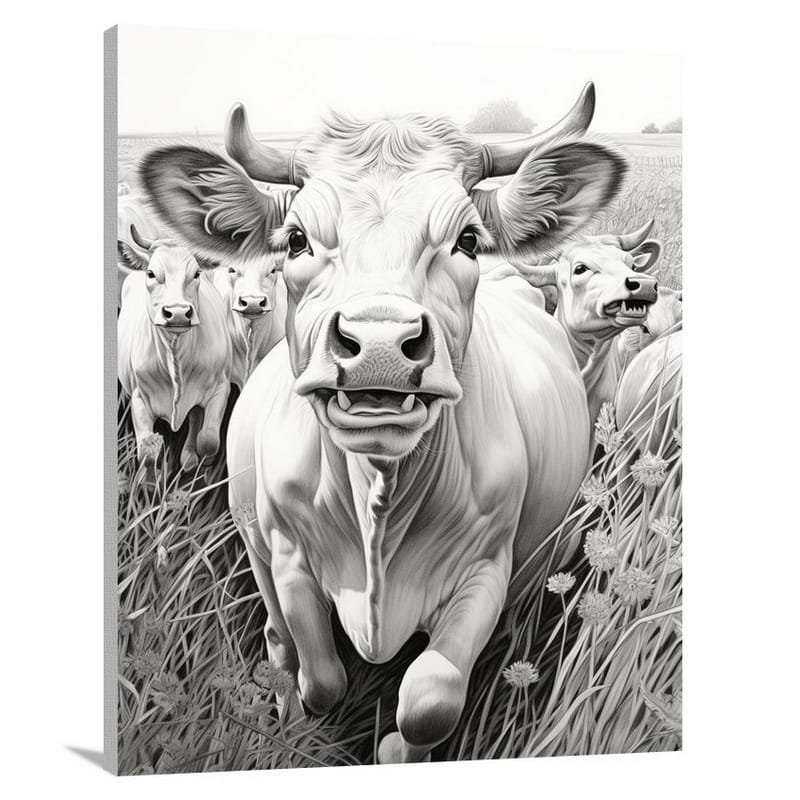 Bull's Joyful Pasture - Canvas Print