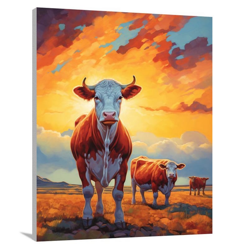 Bull's Serene Pasture - Contemporary Art - Canvas Print
