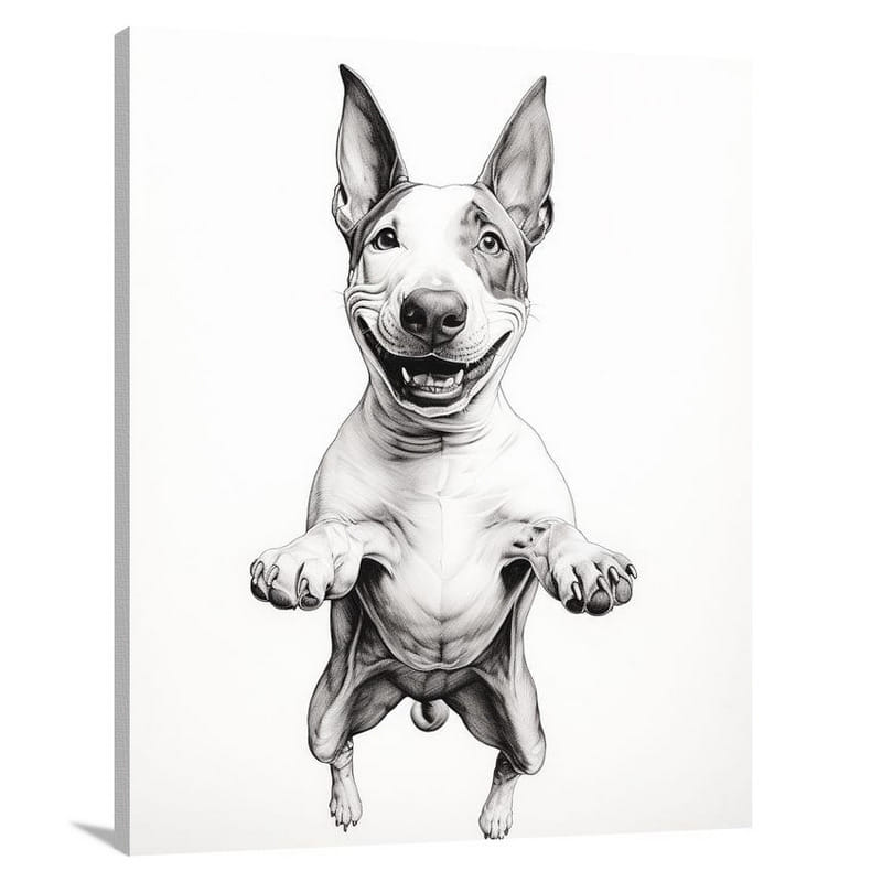 Bull Terrier's Joyful Leap - Canvas Print