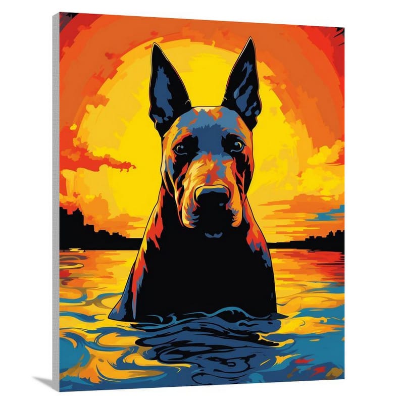 Bull Terrier's Sunset Serenity - Canvas Print