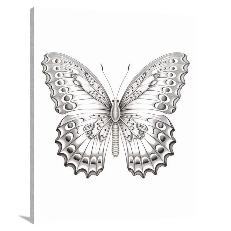 Butterfly's Intricate Dance - Black And White - Canvas Print