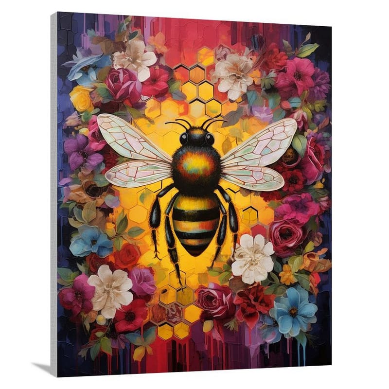 Buzzing Harmony: Bee's Dance - Pop Art - Canvas Print
