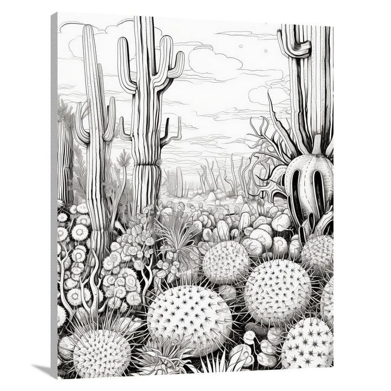 Cactus - Black and White - Canvas Print