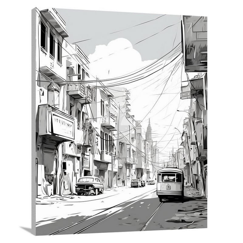 Cairo Rhythm - Black And White - Canvas Print