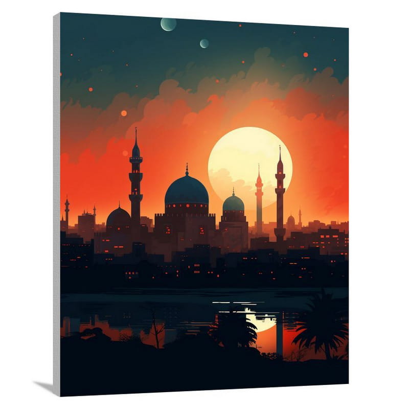 Cairo Twilight: A Minimalist Cityscape - Canvas Print