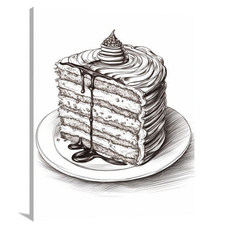 Cake Delight - Black And White 2 - Canvas Print