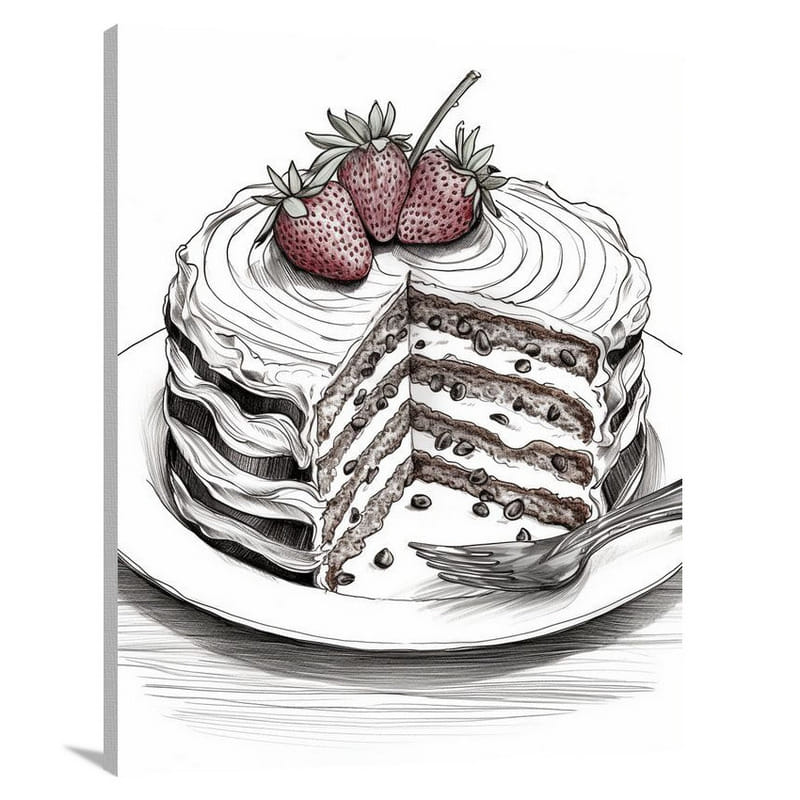 Cake Delight - Black And White - Canvas Print
