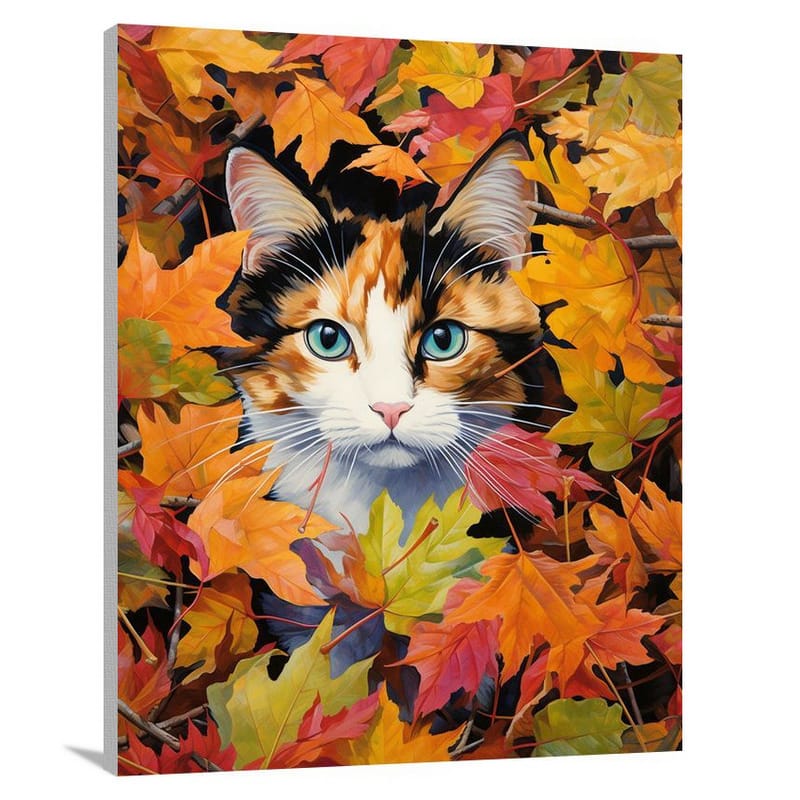 Calico Cat's Autumn Exploration - Canvas Print
