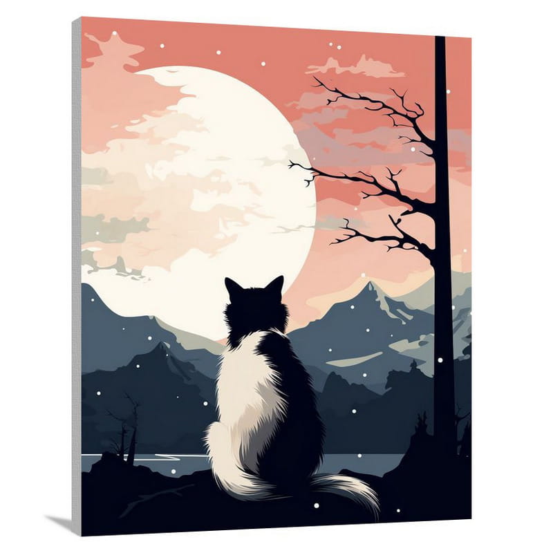 Calico Cat's Moonlit Spell - Canvas Print