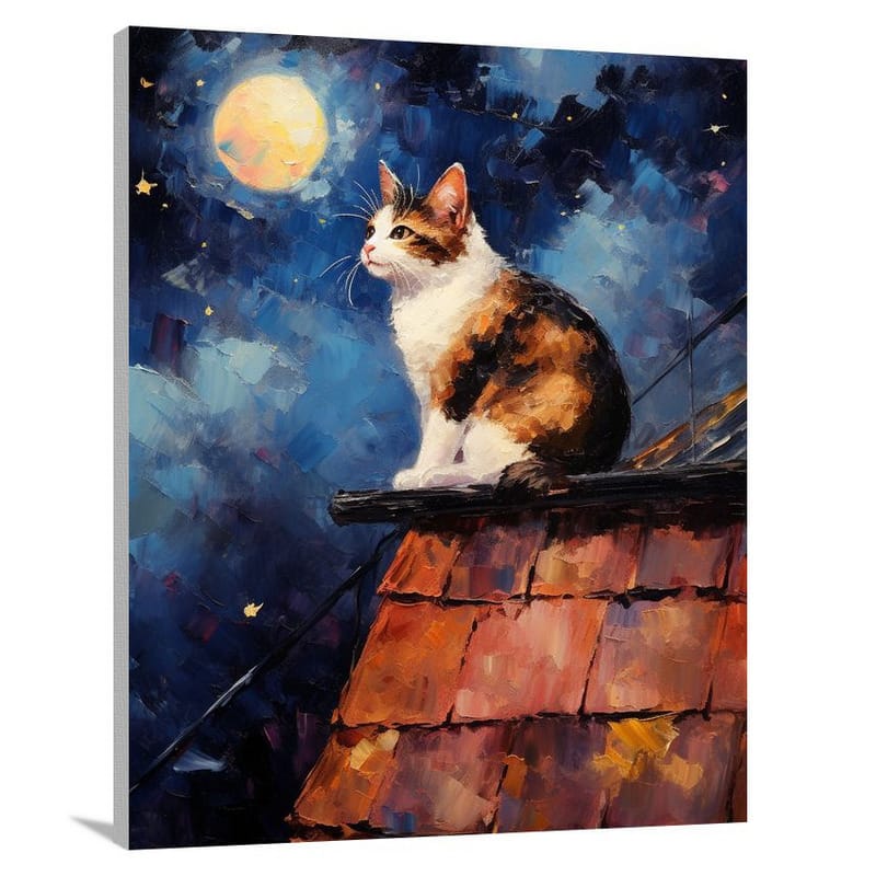 Calico Cat's Nocturnal Reverie - Canvas Print