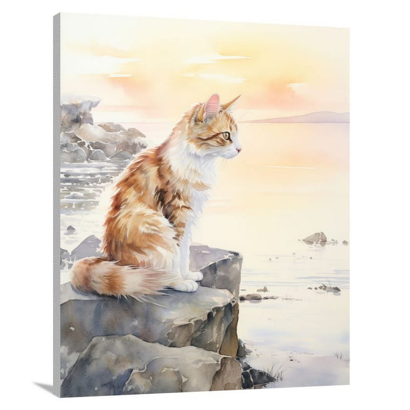 Calico Cat's Serene Sunset - Canvas Print